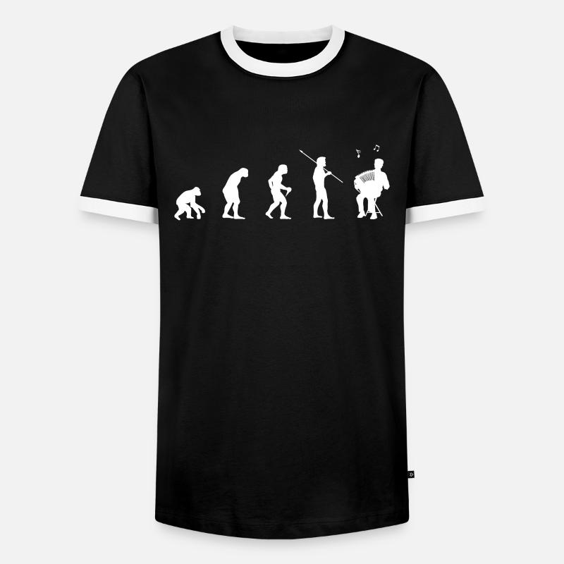 Ziehharmonika Evolution - Akkordeon Geschenkidee - Männer Kontrast-T-Shirt - Schwarz/Weiß
