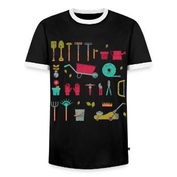 Jardinier paysagiste Evolution Horticulture - T-shirt contrasté Homme - noir/blanc - Devant - AI Model Female 172 light (172cm) & AI Model Male 178 light (178cm)