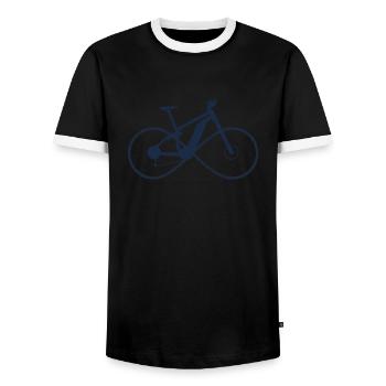 E bike - Men's Ringer Shirt - black/white - Front - AI Model Female 172 light (172cm) & AI Model Male 178 light (178cm)