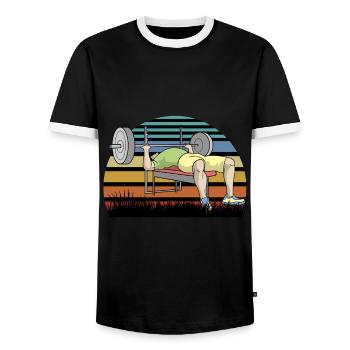 Bench press toning dumbbell gift - Men's Ringer Shirt - black/white - Front - AI Model Female 172 light (172cm) & AI Model Male 178 light (178cm)