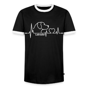 Labrador heartbeat dog dog lover dog - Men's Ringer Shirt - black/white - Front - AI Model Female 172 light (172cm) & AI Model Male 178 light (178cm)