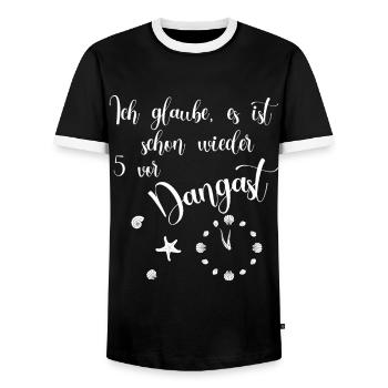 Ich glaube es ist schon wieder 5 vor Dangast - Männer Kontrast-T-Shirt - Schwarz/Weiß - Vorne - AI Model Female 172 light (172cm) & AI Model Male 178 light (178cm)