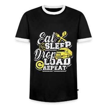 LKW - Männer Kontrast-T-Shirt - Schwarz/Weiß - Vorne - AI Model Female 172 light (172cm) & AI Model Male 178 light (178cm)