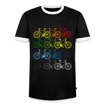 Velo Radfahrer Design Geschenk für Fahrradfahrer - Männer Kontrast-T-Shirt - Schwarz/Weiß - Vorne - AI Model Female 172 light (172cm) & AI Model Male 178 light (178cm)