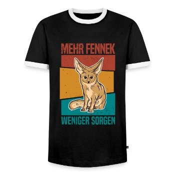 Fennek Fuchs Wüste Wildhund Nordafrika - Sorgen - Männer Kontrast-T-Shirt - Schwarz/Weiß - Vorne - AI Model Female 172 light (172cm) & AI Model Male 178 light (178cm)