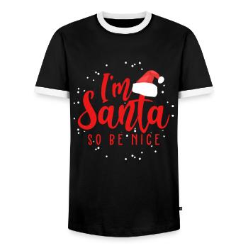 Weihnachtsmann Weihnachten Xmas - Männer Kontrast-T-Shirt - Schwarz/Weiß - Vorne - AI Model Female 172 light (172cm) & AI Model Male 178 light (178cm)