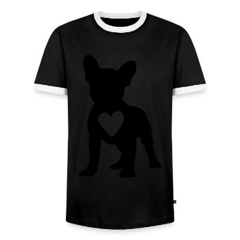 Amour Frenchie Dogs Heart French Bulldog Hu - T-shirt contrasté Homme - noir/blanc - Devant - AI Model Female 172 light (172cm) & AI Model Male 178 light (178cm)