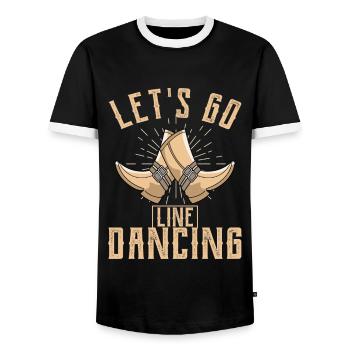 Linedance - Männer Kontrast-T-Shirt - Schwarz/Weiß - Vorne - AI Model Female 172 light (172cm) & AI Model Male 178 light (178cm)