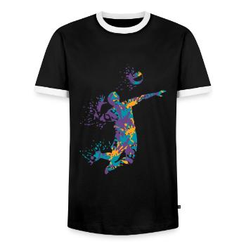Volleyball splash - Men's Ringer Shirt - black/white - Front - AI Model Female 172 light (172cm) & AI Model Male 178 light (178cm)