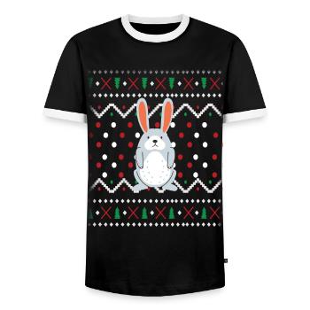 Lapin de Noël laid - T-shirt contrasté Homme - noir/blanc - Devant - AI Model Female 172 light (172cm) & AI Model Male 178 light (178cm)