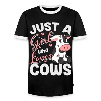 Cow painting cow beef cheese farmer's milk farm animal - Men's Ringer Shirt - black/white - Front - AI Model Female 172 light (172cm) & AI Model Male 178 light (178cm)