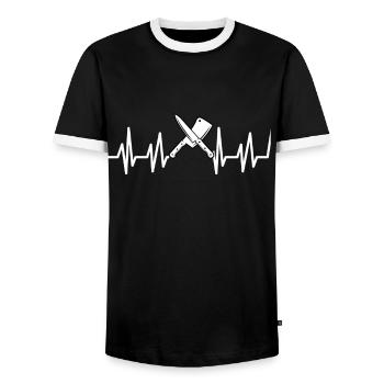 Cadeau de saucisse de boucher - T-shirt contrasté Homme - noir/blanc - Devant - AI Model Female 172 light (172cm) & AI Model Male 178 light (178cm)