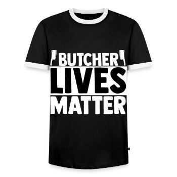 Boucher - T-shirt contrasté Homme - noir/blanc - Devant - AI Model Female 172 light (172cm) & AI Model Male 178 light (178cm)