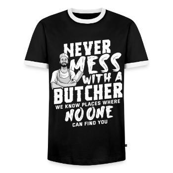 Boucher - T-shirt contrasté Homme - noir/blanc - Devant - AI Model Female 172 light (172cm) & AI Model Male 178 light (178cm)