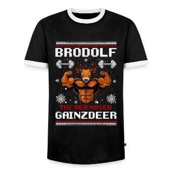 The Red Nose Gainzdeer Funny Xmas - Männer Kontrast-T-Shirt - Schwarz/Weiß - Vorne - AI Model Female 172 light (172cm) & AI Model Male 178 light (178cm)