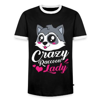 Raccoon mom girlfriend gift mom - Men's Ringer Shirt - black/white - Front - AI Model Female 172 light (172cm) & AI Model Male 178 light (178cm)