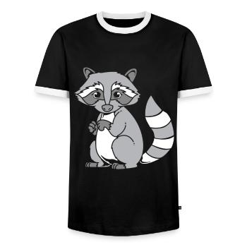 racoon - Men's Ringer Shirt - black/white - Front - AI Model Female 172 light (172cm) & AI Model Male 178 light (178cm)