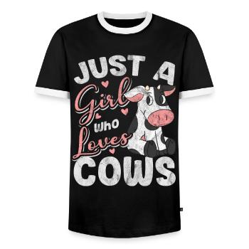 Vache - T-shirt contrasté Homme - noir/blanc - Devant - AI Model Female 172 light (172cm) & AI Model Male 178 light (178cm)