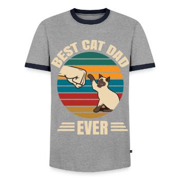 Siamese Katzen Cat Süss Lustig - Männer Kontrast-T-Shirt - Grau/Navy  - Vorne - AI Model Female 172 light (172cm) & AI Model Male 178 light (178cm)