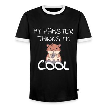 Hamster Haustier Nagetier Geschenkidee Goldhamster - Männer Kontrast-T-Shirt - Schwarz/Weiß - Vorne - AI Model Female 172 light (172cm) & AI Model Male 178 light (178cm)