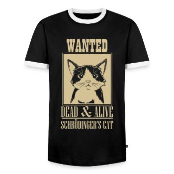 Schrödingers Katze Dead & Alive Student Physik - Männer Kontrast-T-Shirt - Schwarz/Weiß - Vorne - AI Model Female 172 light (172cm) & AI Model Male 178 light (178cm)