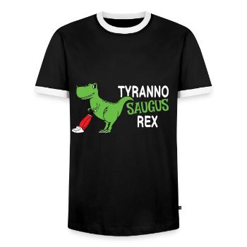 Tyranno Saugus Rex Dinosaurier - Männer Kontrast-T-Shirt - Schwarz/Weiß - Vorne - AI Model Female 172 light (172cm) & AI Model Male 178 light (178cm)