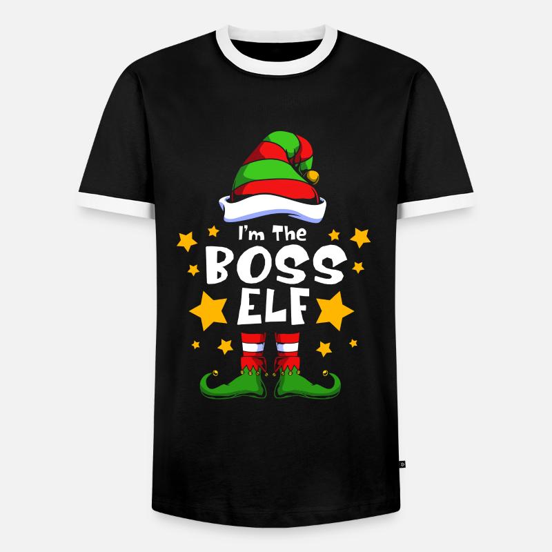 Elfe Elf Weihnachtsgeschenk Boss - Männer Kontrast-T-Shirt - Schwarz/Weiß
