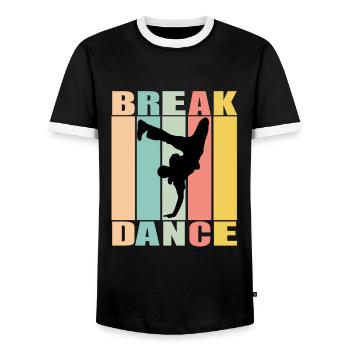 Break dance danseur musique hip hop - T-shirt contrasté Homme - noir/blanc - Devant - AI Model Female 172 light (172cm) & AI Model Male 178 light (178cm)