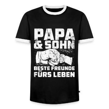 Papa und Sohn beste Freunde - Männer Kontrast-T-Shirt - Schwarz/Weiß - Vorne - AI Model Female 172 light (172cm) & AI Model Male 178 light (178cm)