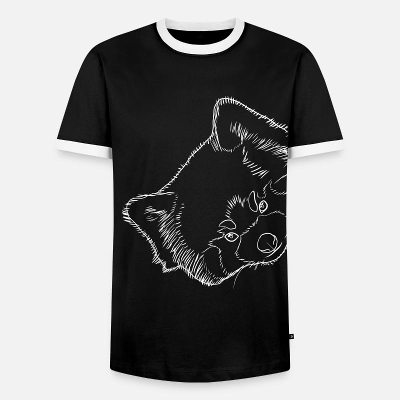 Strokes roter Panda - Männer Kontrast-T-Shirt - Schwarz/Weiß