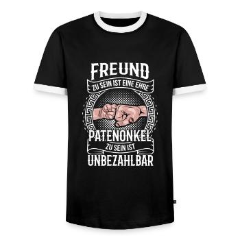 Patenonkel - Männer Kontrast-T-Shirt - Schwarz/Weiß - Vorne - AI Model Female 172 light (172cm) & AI Model Male 178 light (178cm)