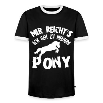Pony Mir reichts - Männer Kontrast-T-Shirt - Schwarz/Weiß - Vorne - AI Model Female 172 light (172cm) & AI Model Male 178 light (178cm)