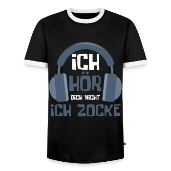 Gaming Game Gamer - Männer Kontrast-T-Shirt - Schwarz/Weiß - Vorne - AI Model Female 172 light (172cm) & AI Model Male 178 light (178cm)