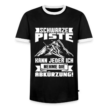 Lustiges Skifahren Skifahrer Sprüche Geschenk - Männer Kontrast-T-Shirt - Schwarz/Weiß - Vorne - AI Model Female 172 light (172cm) & AI Model Male 178 light (178cm)