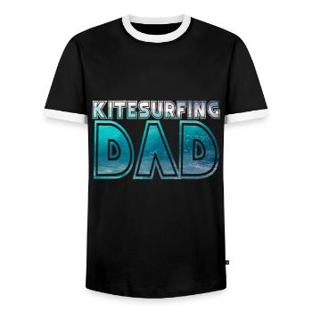 Kitesurfing dad - Männer Kontrast-T-Shirt - Schwarz/Weiß - Vorne - AI Model Female 172 light (172cm) & AI Model Male 178 light (178cm)