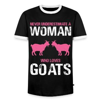 Goat goat - Men's Ringer Shirt - black/white - Front - AI Model Female 172 light (172cm) & AI Model Male 178 light (178cm)