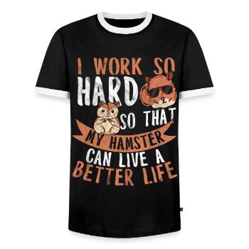 Hamster - Men's Ringer Shirt - black/white - Front - AI Model Female 172 light (172cm) & AI Model Male 178 light (178cm)