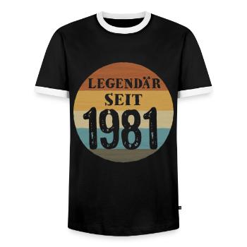 Geburtstag Legendär seit 1981 - Männer Kontrast-T-Shirt - Schwarz/Weiß - Vorne - AI Model Female 172 light (172cm) & AI Model Male 178 light (178cm)