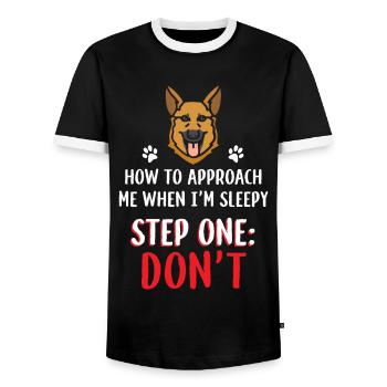 German shepherd dog - Men's Ringer Shirt - black/white - Front - AI Model Female 172 light (172cm) & AI Model Male 178 light (178cm)