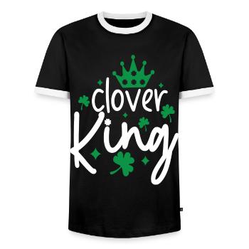 Fête de la Saint-Patrick - Roi du trèfle - Roi du trèfle - T-shirt contrasté Homme - noir/blanc - Devant - AI Model Female 172 light (172cm) & AI Model Male 178 light (178cm)