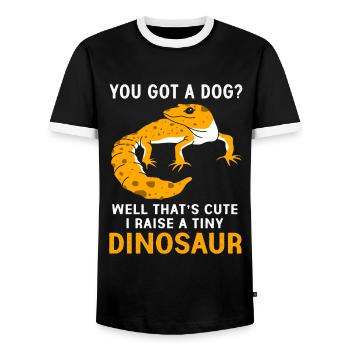 Gecko Lizard Geckos Reptile Reptiles - Men's Ringer Shirt - black/white - Front - AI Model Female 172 light (172cm) & AI Model Male 178 light (178cm)