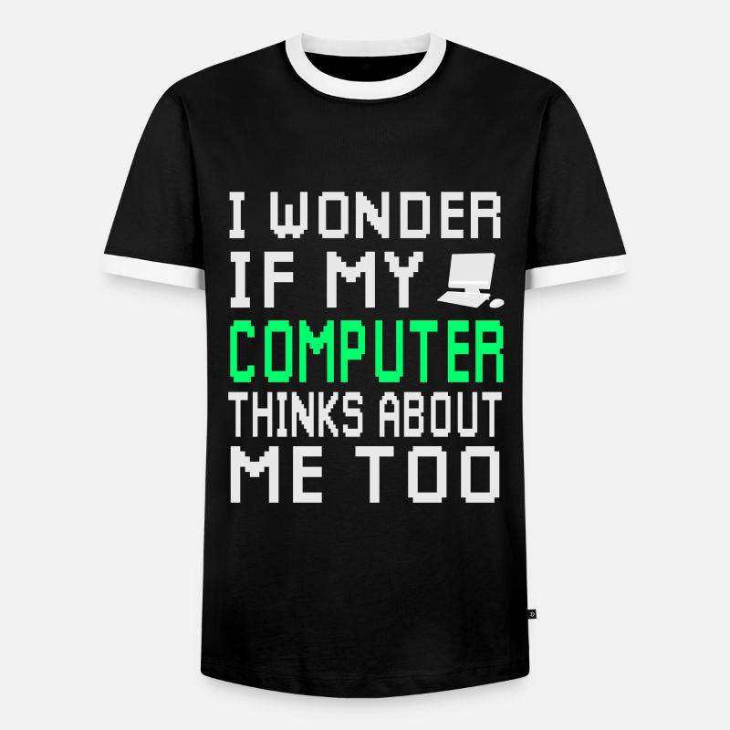 computer - Men's Ringer Shirt - black/white