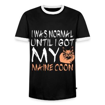 Maine coon - Men's Ringer Shirt - black/white - Front - AI Model Female 172 light (172cm) & AI Model Male 178 light (178cm)