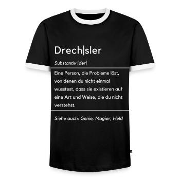 Lustiger Drechsler Spruch drechseln Handwerker - Männer Kontrast-T-Shirt - Schwarz/Weiß - Vorne - AI Model Female 172 light (172cm) & AI Model Male 178 light (178cm)