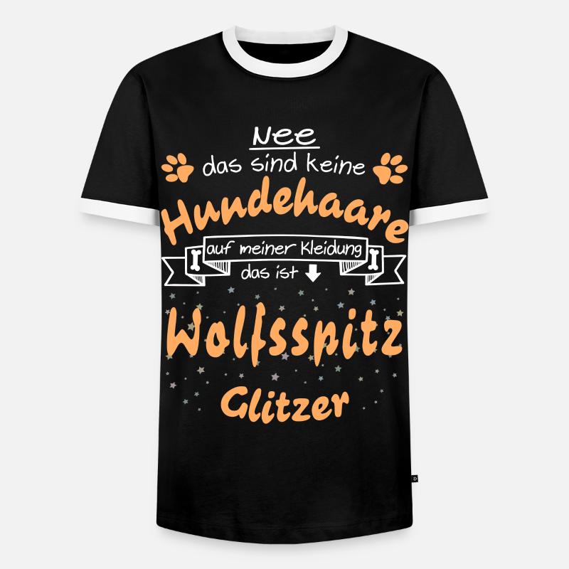 Hundeglitzer Wolfsspitz - Männer Kontrast-T-Shirt - Schwarz/Weiß