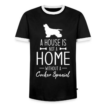 Cocker Spaniel - T-shirt contrasté Homme - noir/blanc - Devant - AI Model Female 172 light (172cm) & AI Model Male 178 light (178cm)