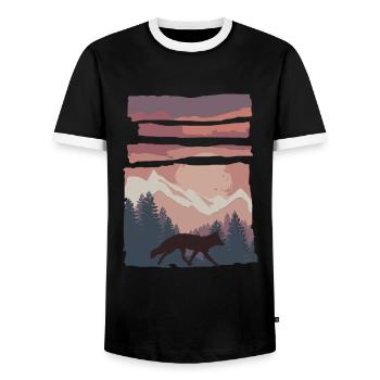 Fox Forest Animal Gift - Men's Ringer Shirt - black/white - Front - AI Model Female 172 light (172cm) & AI Model Male 178 light (178cm)