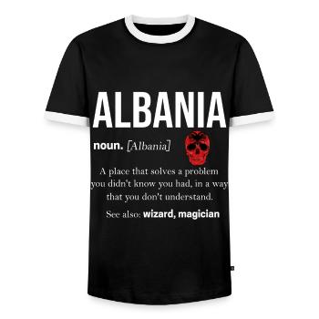 Albanien - Männer Kontrast-T-Shirt - Schwarz/Weiß - Vorne - AI Model Female 172 light (172cm) & AI Model Male 178 light (178cm)