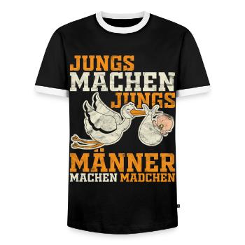 Babypinkeln Pinkelparty Pullerbier lustiges - Männer Kontrast-T-Shirt - Schwarz/Weiß - Vorne - AI Model Female 172 light (172cm) & AI Model Male 178 light (178cm)