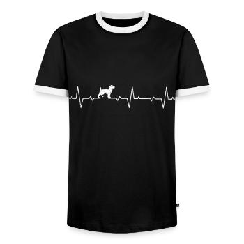 Jack Russel Terrier chien chien battement de cœur - T-shirt contrasté Homme - noir/blanc - Devant - AI Model Female 172 light (172cm) & AI Model Male 178 light (178cm)